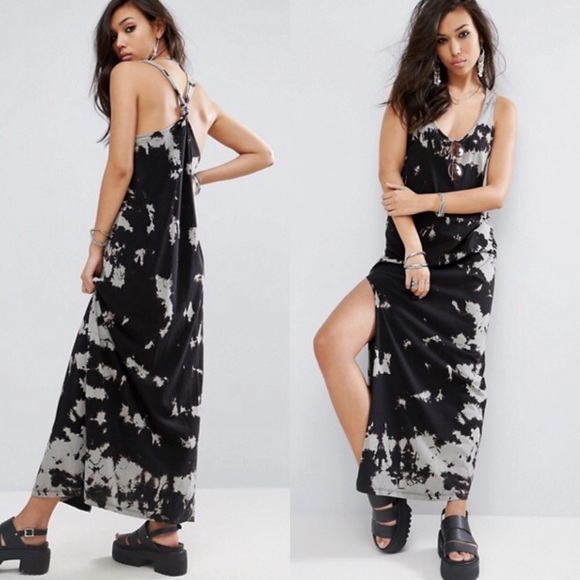 ASOS Dresses & Skirts - ASOS Black Taupe Tie Dye Maxi Dress Size US 8